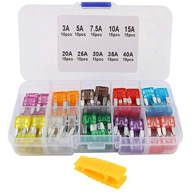 Imagen de FULARR 130Pcs Profesional Coche Camión Barco Fusibles, Mini Cuchilla Fusibles Surtido Kit, con Fusible Extractor &amp; Almacenaje Caja 3A 5A 7.5A 10A 15A 20A 25A 30A 35A 40A