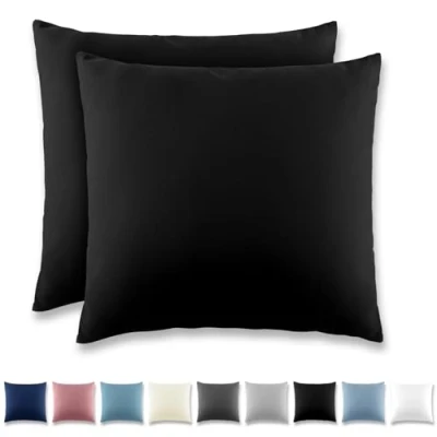 Imagen de REDKEY Funda Almohada Juego de 2 Fundas Almohadas 65x65 cm, con Cremallera Oculta, Transpirable Suave Antiarrugas Microfibra Negro