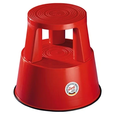 Imagen de Wedo 212202 Taburete con ruedas de plástico, altura 43 cm, capacidad carga 150 kg, rojo