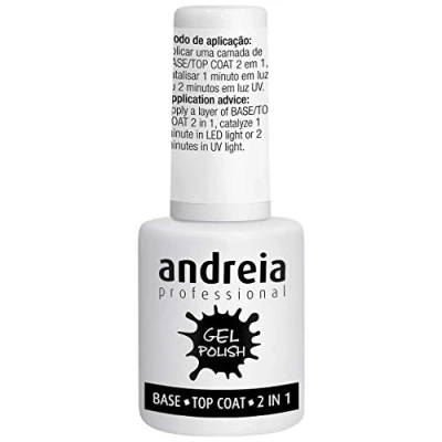 Imagen de Andreia Professional Gel Polish Base y Top Coat Semipermanente 2 en 1, Laca de Uñas Profesional con Textura Fina Autonivelante Esmalte Secado Rapido Lampara UV LED 10.5 ml