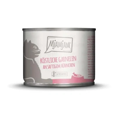 Imagen de MjAMjAM comida húmeda premium para gatos deliciosas gambas sobre jugoso pollo, pack de 6 (6 x 200 g), sin cereales con extra carne