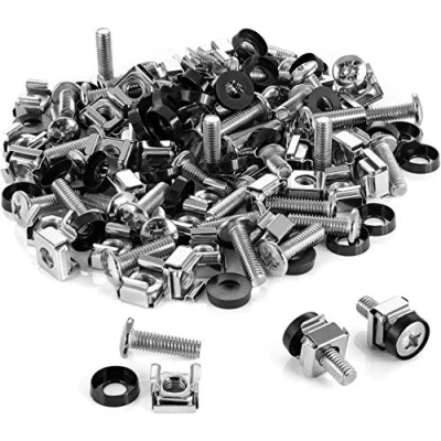 Imagen de Poppstar Juego de M6 x 20mm tornillos rack &amp; tuerca enjaulada para 10 y 19 armario red, tornilleria con arandelas, 100 unidades