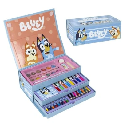 Imagen de Set de Papeleria Inspirado en Bluey Color Azul 26 X 10 13 Cm Incluye Maletín con Todo Lo Necesario para Colorear Producto Original Diseñado España