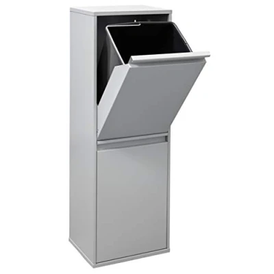 Imagen de Arregui Basic CR202 B Cubo de Basura y Reciclaje Acero 2 Compartimentos 2x17L (34L) Cubos Cocina Contenedores para Casa u Oficina gris