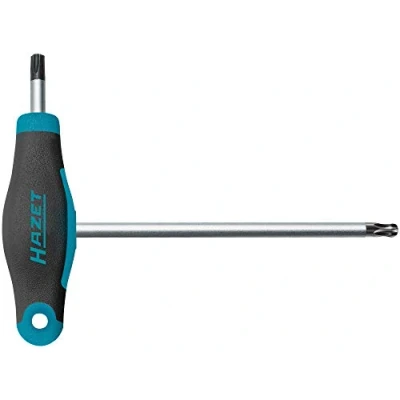 Imagen de HAZET 829KKT T25 Destornillador acodado (Hoja Corta y Larga para Uso Flexible, Perfil Torx, tamaño: T25), Azul Oscuro
