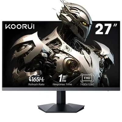Imagen de KOORUI Gaming Monitor 27&quot;, Pantalla Ordenador 165Hz, Full HD (1920 x 1080) VA, 1 ms, Adaptive Sync, 2xHDMI (2.0) y DisplayPort (1.4), sRGB 100%, VESA 75 * 75mm, Ajustable en inclinación, DCI P3 90%