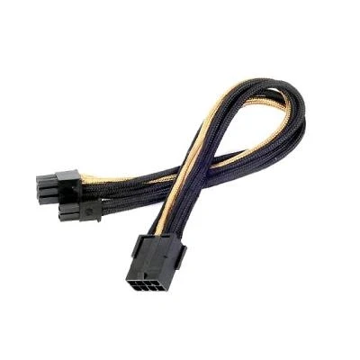 Imagen de SilverStone SST PP07 PCIBG Cable Extensor enfundado 25cm 8pines a PCI E 6+2 Pines, Negro Dorado