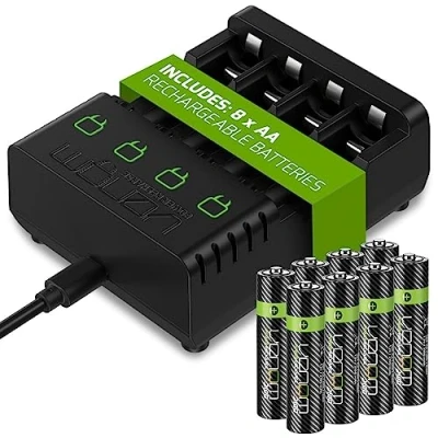 Imagen de Venom Baterías AA recargables más base de carga, incluye 8 pilas 2100 mAh