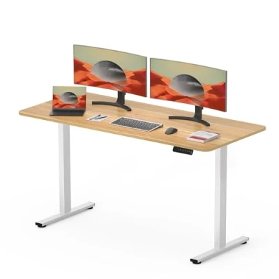 Imagen de SANODESK FQ1 120x60cm Escritorio Elevable Eléctrico con Tablero, Standing Desk, Mesa para Computadora Gancho, Cerradura niños, Función de Memoria Oficina y Hogar Blanco Arce