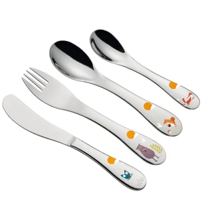 Imagen de cilio Cubertería infantil Forest 4 piezas acero inoxidable Forma ergonómica Cuchillo 21 cm, tenedor cuchara 20 pequeña de 17 motivos