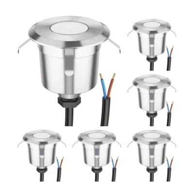 Imagen de ledscom.de 6 LED Lámpara empotrable de suelo AGENA para exteriores, IP65, acero inoxidable, redonda, 60mm Ø, blanco cálido
