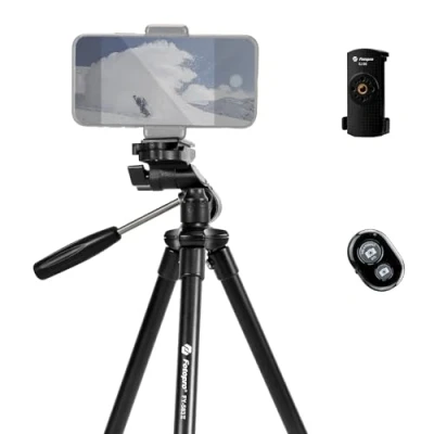 Imagen de Fotopro Móvil Trípode, Smartphone Tripode 115 cm con Estuche de Transporte Soporte Teléfono Control Remoto inalámbrico Ligero Portátil Tripod Viaje para Celular Camara Gopro
