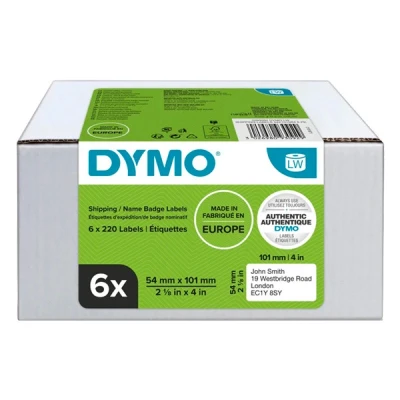 Imagen de DYMO LW etiquetas de envío/tarjetas identificación grandes y auténticas 54 mm x 101 6 rollos 220 con reverso fácil retirar autoadhesivas para etiquetadoras LabelWriter