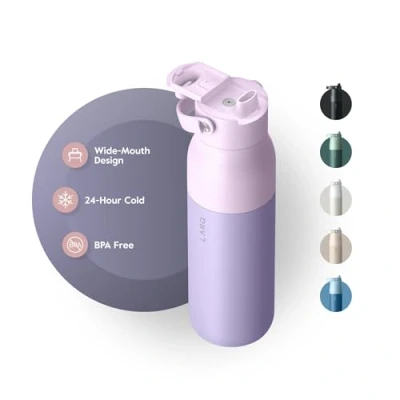 Imagen de LARQ Bottle Swig Top 1 L Botella de boca ancha acero inoxidable con aislado al vacío Mantiene el agua fría reutilizable para deportes, gimnasio y viajes Luberon Lavender