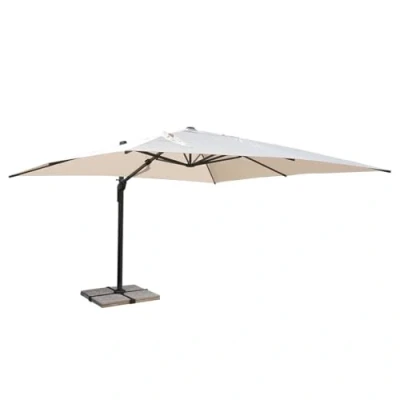 Imagen de DANIELI Parasol de Jardín Excentrico 3x3 Orientable a 360 Estructura Aluminio Inclinable y Retráctil Brazo lateral Chimenea Cortaviento