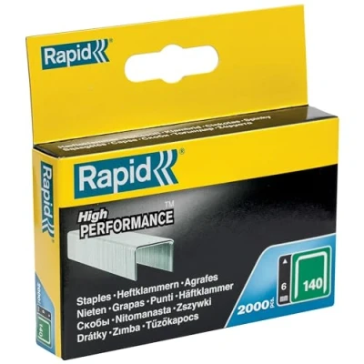 Imagen de Rapid Caja de Grapas Corona Plana para Plástico, Cartón y Alfombras N.º140 Acero Galvanizado, 6 mm 2.000