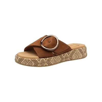 Imagen de Tamaris Comfort Damen Pantolette Leder Wide Fit, Sandalias con cuña Mujer, coñac, 40 EU