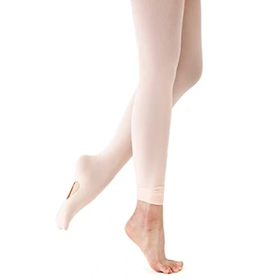 Imagen de Mallas de ballet convertibles 90D para mujer, medias suaves con pies baile agujeros (S, Rosa)