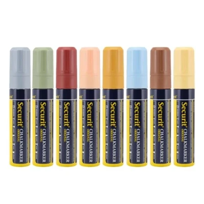 Imagen de Securit Large 7 15 mm Nib Earth Tone Wallet Liquid Chalk Marker Assorted Colours (Pack of 8)