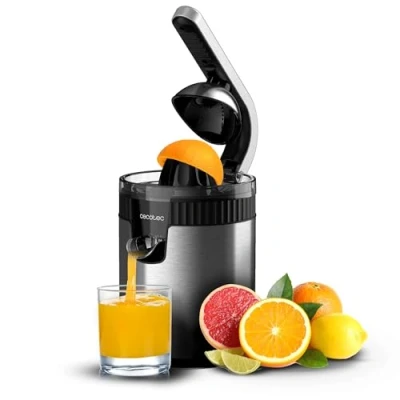 Imagen de Exprimidor Cecotec Xqueeze RetroJuice 600 Steel, W, Filtro acero inox, 2 conos, Sistema extracción continua, Antigoteo, Steel