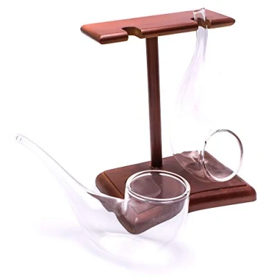 Imagen de CKB LTD Paquete de 2 vasos brandy con soporte madera para beber, 75 ml