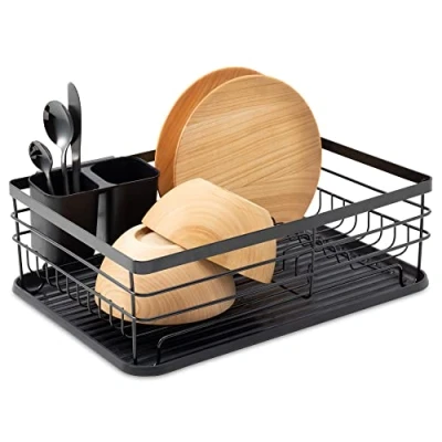 Imagen de Navaris Escurreplatos de Cocina con Bandeja Escurridor Platos cesto para Cubiertos Cesta secar Tazas Vasos ollas 41.5 x 30.5 14 CM