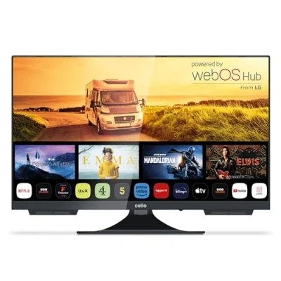 Imagen de Cello C2424WS Trav 24&quot; Pulgadas Smart 12V Camping Travel TV sin Marco Triple Sintonizador Bluetooth WebOS by LG Pitch Altavoz Disney+ Netflix Autocaravana camión Barco Made in Europe