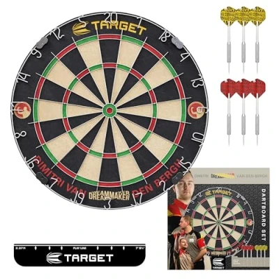 Imagen de Target Darts Juego de Dardos Dimitri Van den Bergh Edición Jugador con 2 Punta Acero, Línea Lanzamiento Estándar Competición y dianas Profesionales