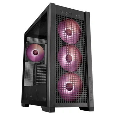 Imagen de ASUS TUF Gaming GT302 ARGB ATX Caja de Ordenador con Cuatro Ventiladores 140 x 28 mm, Cristal Templado Intercambiable y Panel Lateral Malla, diseño Conectores Ocultos Negro