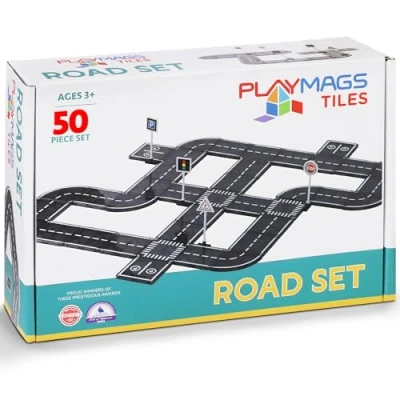 Imagen de Playmags Juego De Carreteras Magnéticas con Azulejos 50 Piezas Stem Juguete Educativo Autopista, Bloques Construcción, Juguetes Magnéticos para Niños Pequeños, Seguros A Partir 3 Años