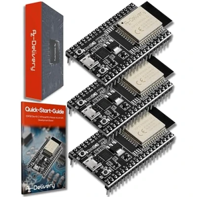 Imagen de AZDelivery 3 x ESP32 Dev Kit C V4 NodemMCU WLAN/WiFi Placa de Desarrollo Compatible con Arduino E Book Incluido! (módulo sucesor del C)