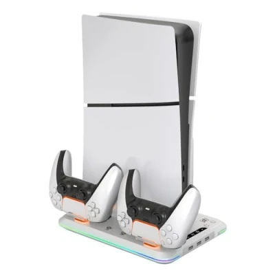 Imagen de Accesorios PS5 Ardistel Blackfire Multifunction RGB LED Charging Stand, Blanco