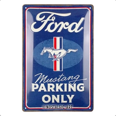 Imagen de Nostalgic Art Cartel metálico retro, 20 x 30 cm, Ford Mustang Parking Only Idea de regalo para fans Ford, metal, diseño vintage