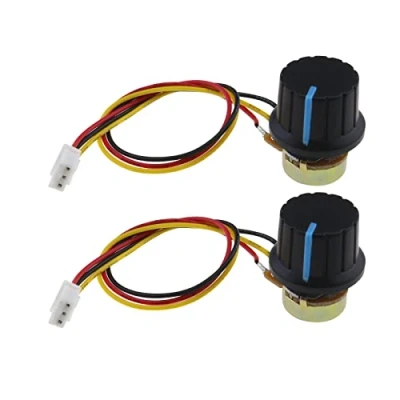 Imagen de ECSiNG 2 juegos de potenciómetro giratorio lineal B10K WH148 10 K Ohm película carbono una sola vuelta resistencia variable con cable conector XH2.54 3 pines