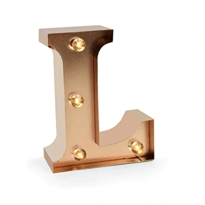 Imagen de Legami Mini letra decorativa luminosa, gancho trasero para colgar la en pared, botón ON/OFF, 3 pilas ya incluidas, luz color blanco cálido, L