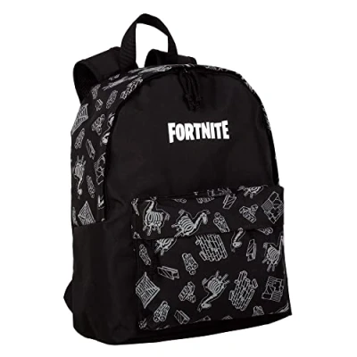Imagen de Mochila Escolar Americana Fortnite Dark Black Compartimento Principal y Bolsillo Frontal Portaordenador e Interior Forrado Tirantes Ergonómicos, Acolchados 41 x 31 13.5 cm Toybags