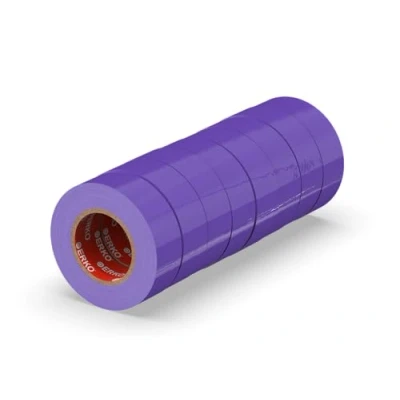Imagen de ERKO Cinta aislante 19mm x 20m violeta 8 piezas, adhesiva para instalaciones eléctricas PVC, aislar y reparar cables eléctricos, extrafuerte, agrupar