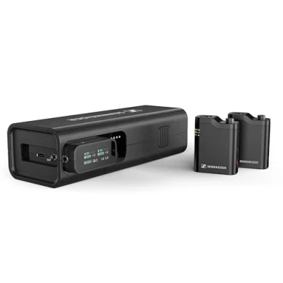 Imagen de Sennheiser Profile Sistema inalámbrico de Doble Canal 2,4 GHz con micrófono Solapa y Mano, Receptor, Dos micrófonos Solapa, Estuche Carga multifunción Bolsa