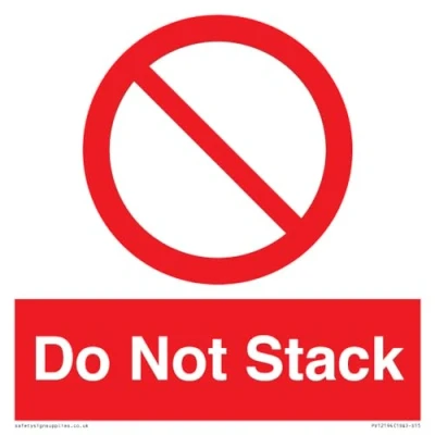 Imagen de Señal con texto en inglés &quot;Do Not Stack&quot;, 150 x mm, S15