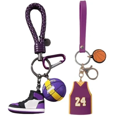 Imagen de PLNVNVP 2Pcs Baloncesto Llavero, Llavero De Dibujos Baloncesto,Llavero Pelota Deportiva, Regalo Colgante, Cumpleaños Recuerdos para Aficionados al