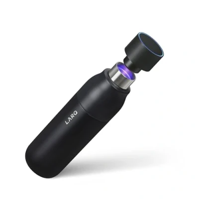 Imagen de LARQ Bottle PureVis 740ml Botella de agua acero inoxidable con aislamiento, purificador UV y premiado diseño Reutilizable ideal para viajar 2 Años Garantía, Obsidian Black