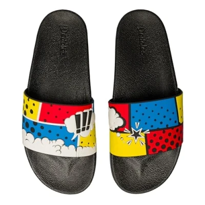 Imagen de Dedoles Chanclas Unisex Hombre Mujer y Niños Sandalias diseños divertidos Libros Pizza Flores Fiesta Café Regalo, Color: Cómicos de colores, 44 EU