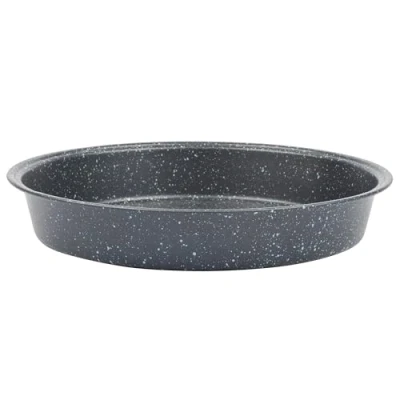 Imagen de Salter BW07036EU7 Megastone Molde redondo de acero al carbono antiadherente para hornear pasteles y tartas, sin PFOA, apto horno, 24 cm, negro