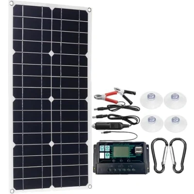 Imagen de Kit De Panel Solar 40W 80W, Monocristalino (Controlador 10 30 A), Puertos USB Duales, Carga BateríA 5V / 12V, para Acampar, Viajar,40W 30A