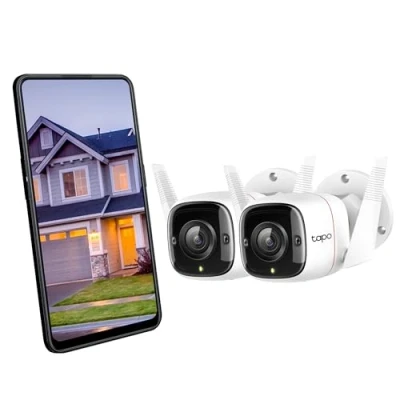 Imagen de Tapo C310P2 Camara Vigilancia WiFi Exterior Interior,Resolución 3MP, IP66 con Visión Nocturna, Detección de Movimiento y Alarma Instantánea, Control App iOS, Android, Compatible Alexa