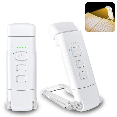 Imagen de Alyvisun Luz de Lectura, 3 Modos Color y 5 Niveles Brillo Regulables, [Función Temporizador Recargable por USB] Lámpara Batería 80 Horas Duración (Blanca)