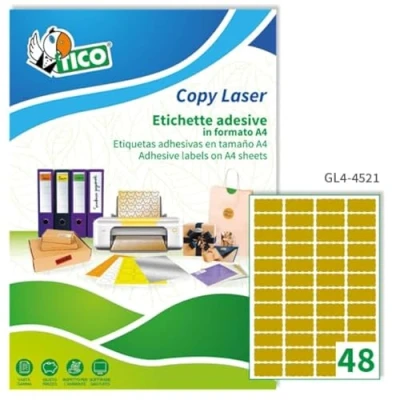 Imagen de Tico GL4 4521. Caja de 4800 etiquetas adhesivas en papel oro, medida 45x21mm, A4