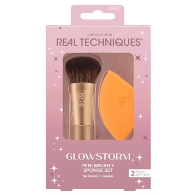 Imagen de Real Techniques Glowstorm Mini Brush + Sponge Kit, 2 Piece Limited Edition Gift Set