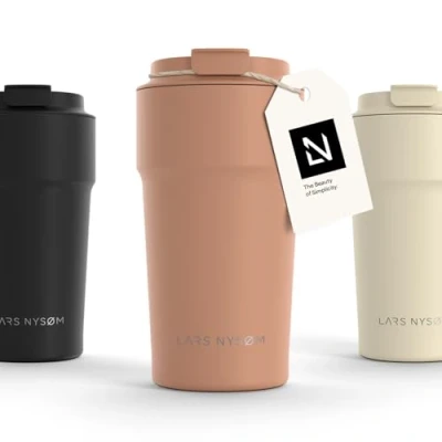 Imagen de LARS NYSØM Taza térmica café para llevar Termo de 0,5 litros con aislante Travel mug acero inoxidable a prueba fugas el y té (Blush Rose, 500ml)