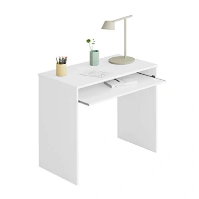 Imagen de Habitdesign Mesa de Ordenador con Bandeja extraíble, Escritorio Juvenil, Modelo I Joy, Color Blanco Artik, Medidas: 90 cm (Ancho) x 54 (Fondo) 79 (Alto)